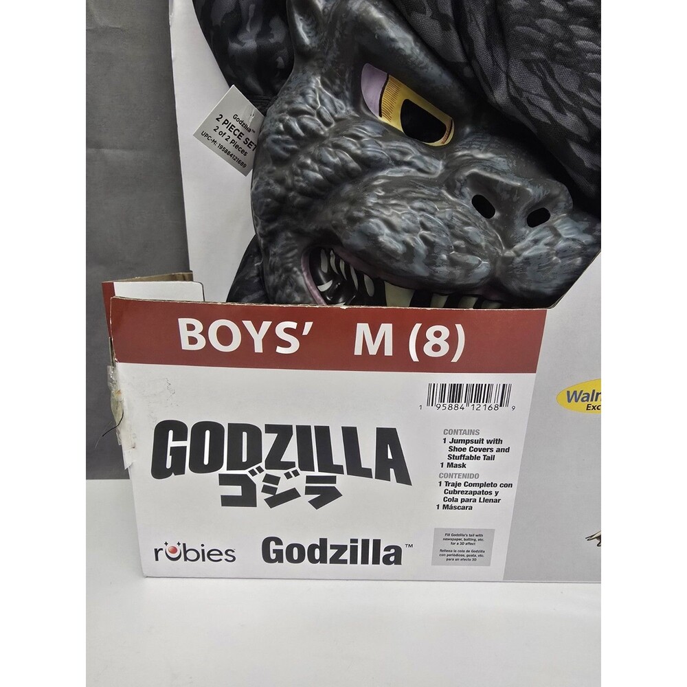 Rubie's Godzilla Boys Costume Size M (8) Jumpsuit Mask Tail Shoe Covers - Picture 3 of 5